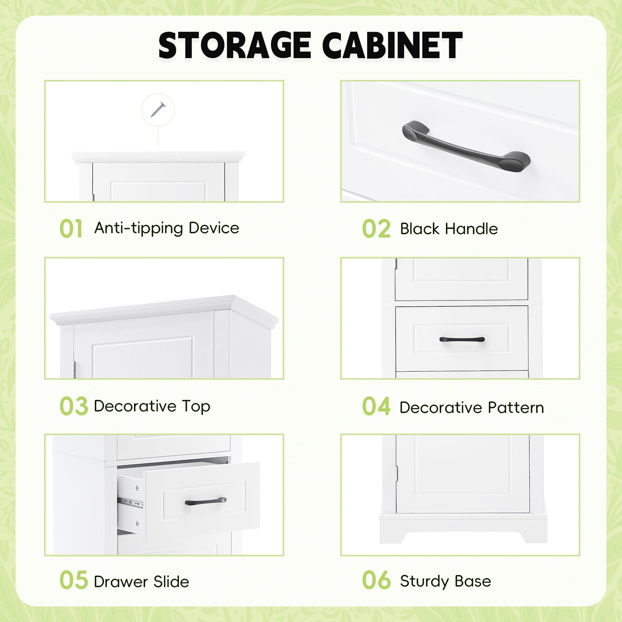 Tall Freestanding Bathroom Storage Cabinet With 2 Doors And Adjustable Shelves
