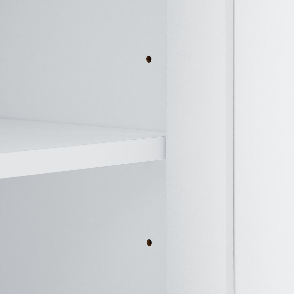 Tall Freestanding Bathroom Storage Cabinet With Adjustable Shelves And Side Hooks