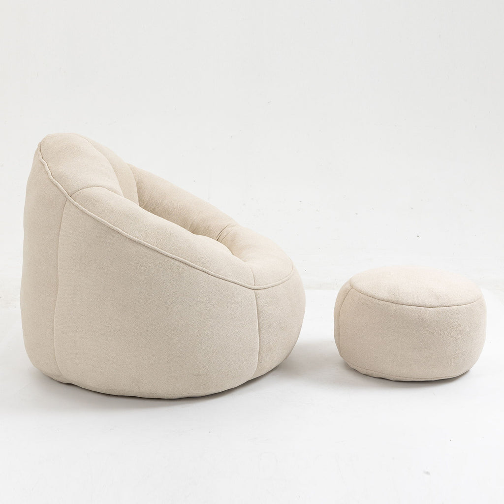 Bedding Bean Bag Sofa Chair High Pressure Foam With Footrest