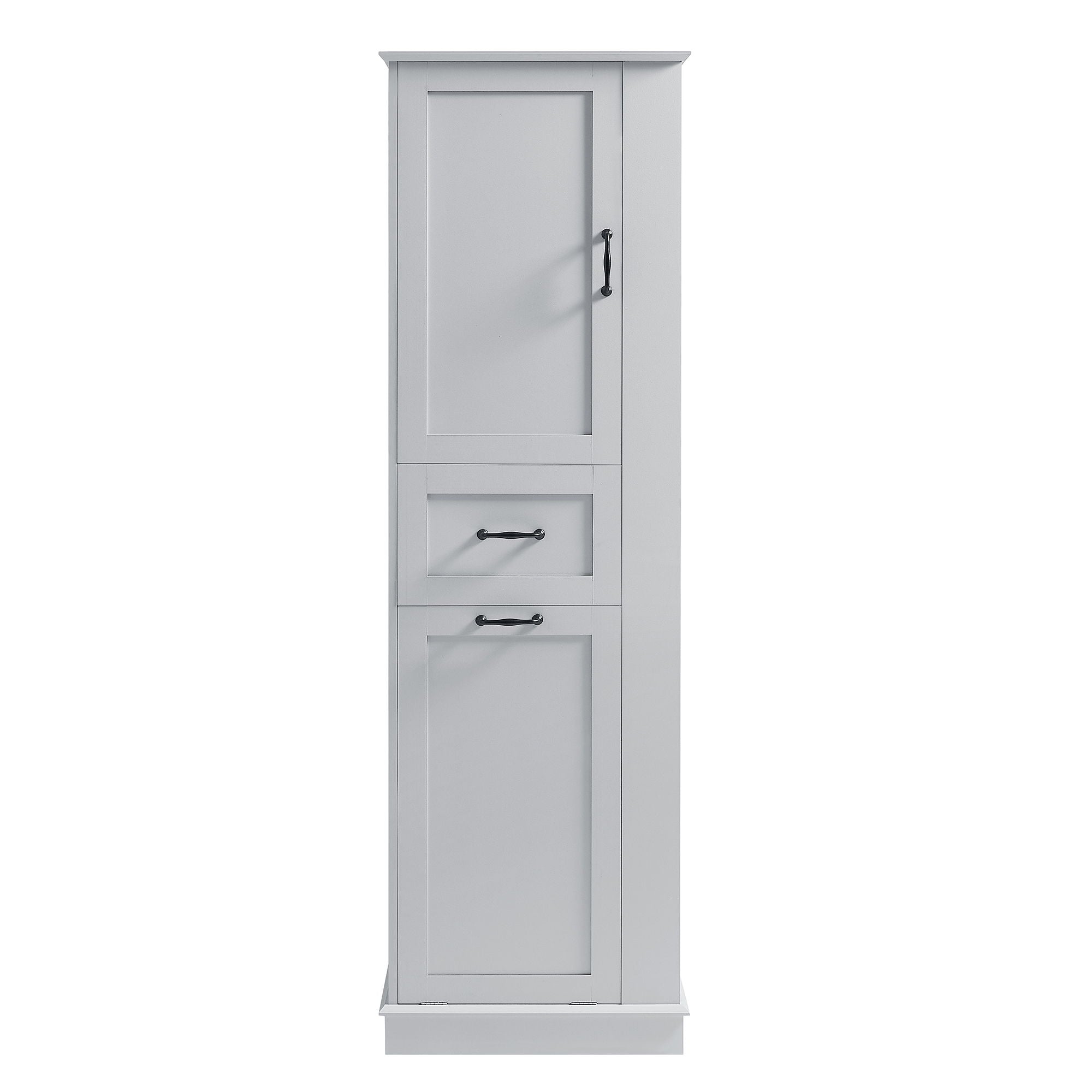 Modern Tall Storage Cabinet With Tilt-Out Compartment, Adjustable Shelves