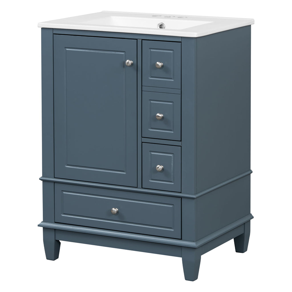 Modern Bathroom Vanity With Sink, Freestanding Cabinet With Drawers And Storage Shelves