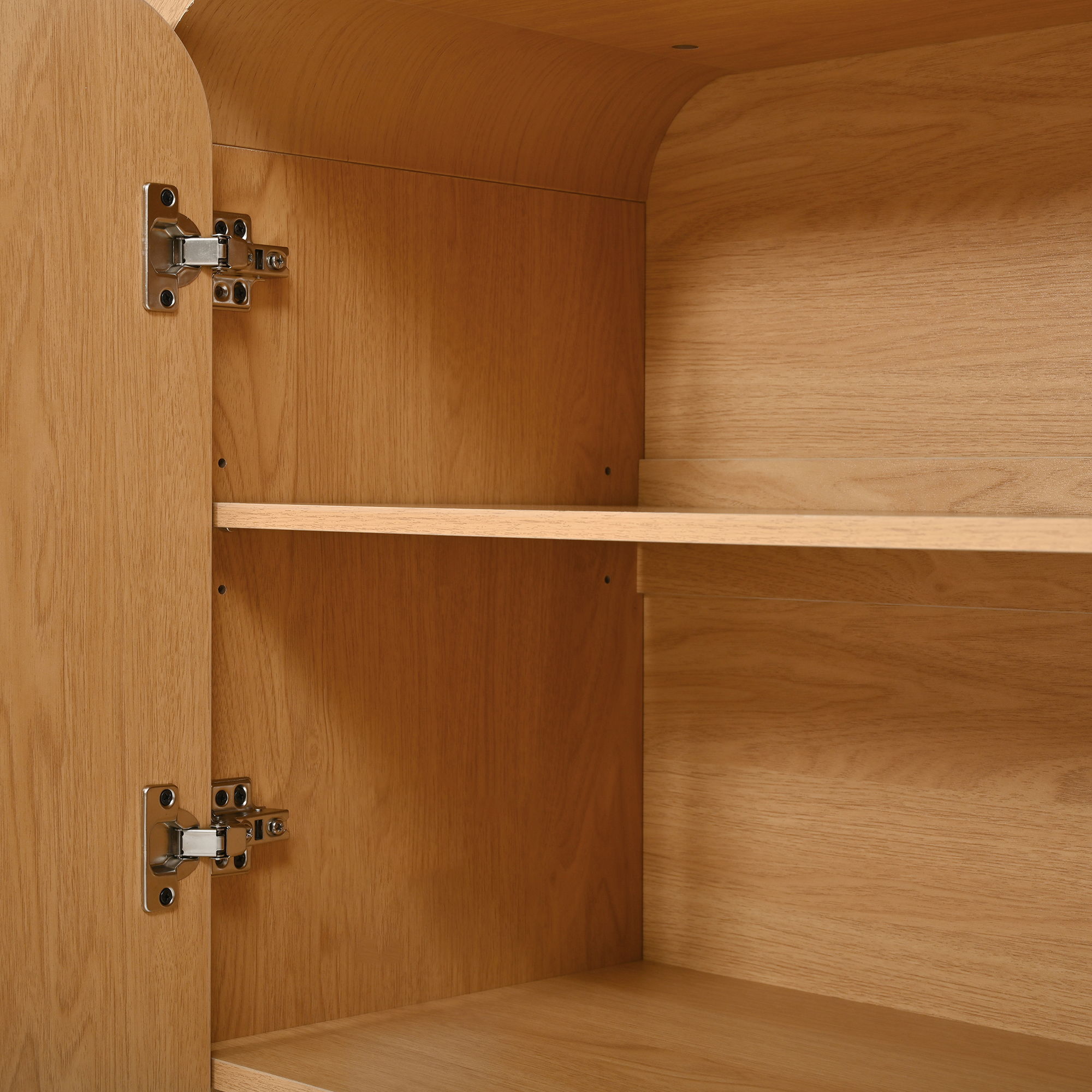 Curved Edge TV Stand With Large Cabinets