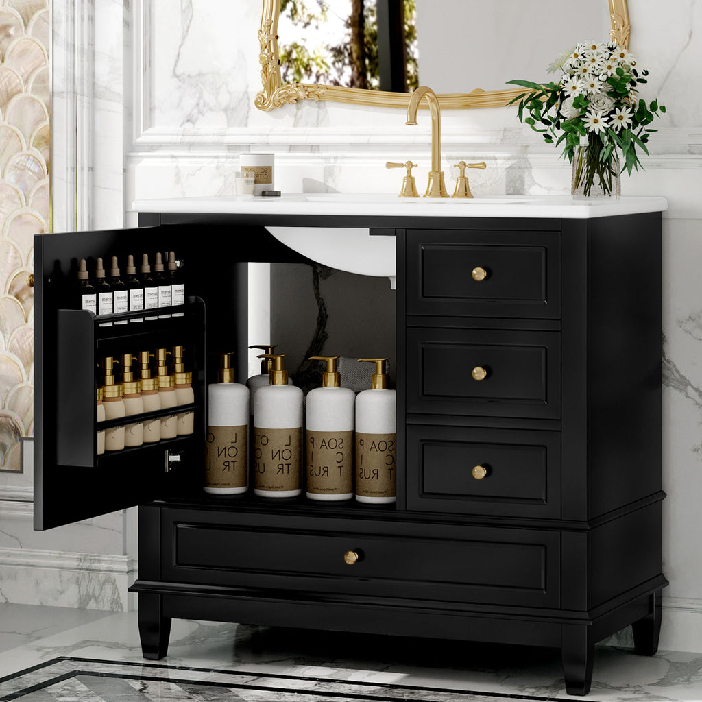 Modern Bathroom Vanity With Sink, 3 Drawers & Cabinet