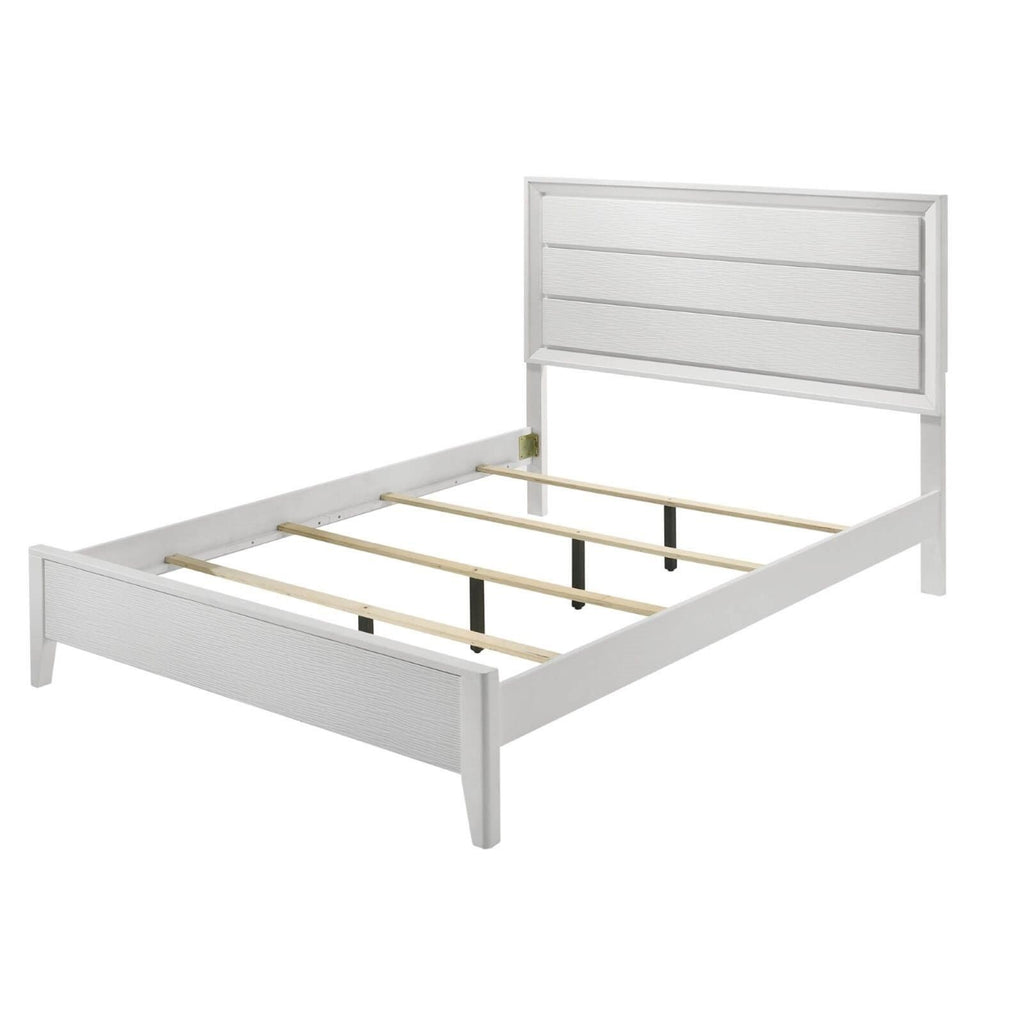 3 Piece Contemporary Bed Set With Wave Texture Panels And Angled Legs