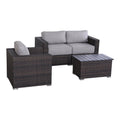 3 Person Outdoor Seating Set With Cushions - Brown
