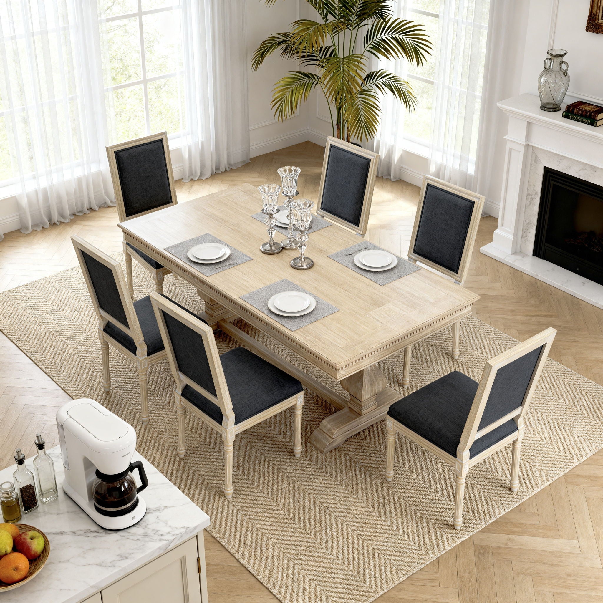 Dining Chairs With Upholstered Square Back (Set of 2)
