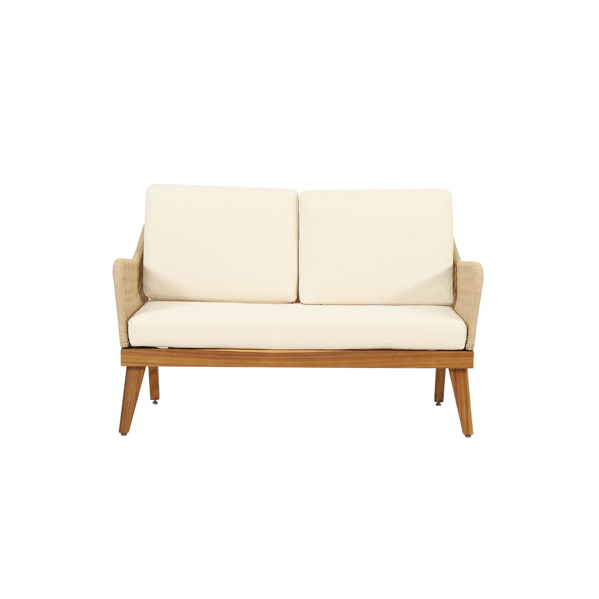 Hueber - Outdoor And Rope 4 Seater Chat Set With Cushions - Teak