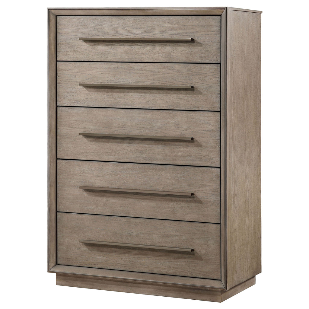 Prescott - 5 Drawer Bedroom Chest With Mitered Trim - Taupe