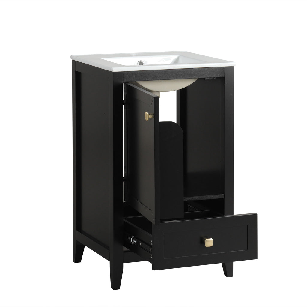 Bathroom Vanity With Sink, Soft Closing Cabinet Door, Storage Rack And Drawer