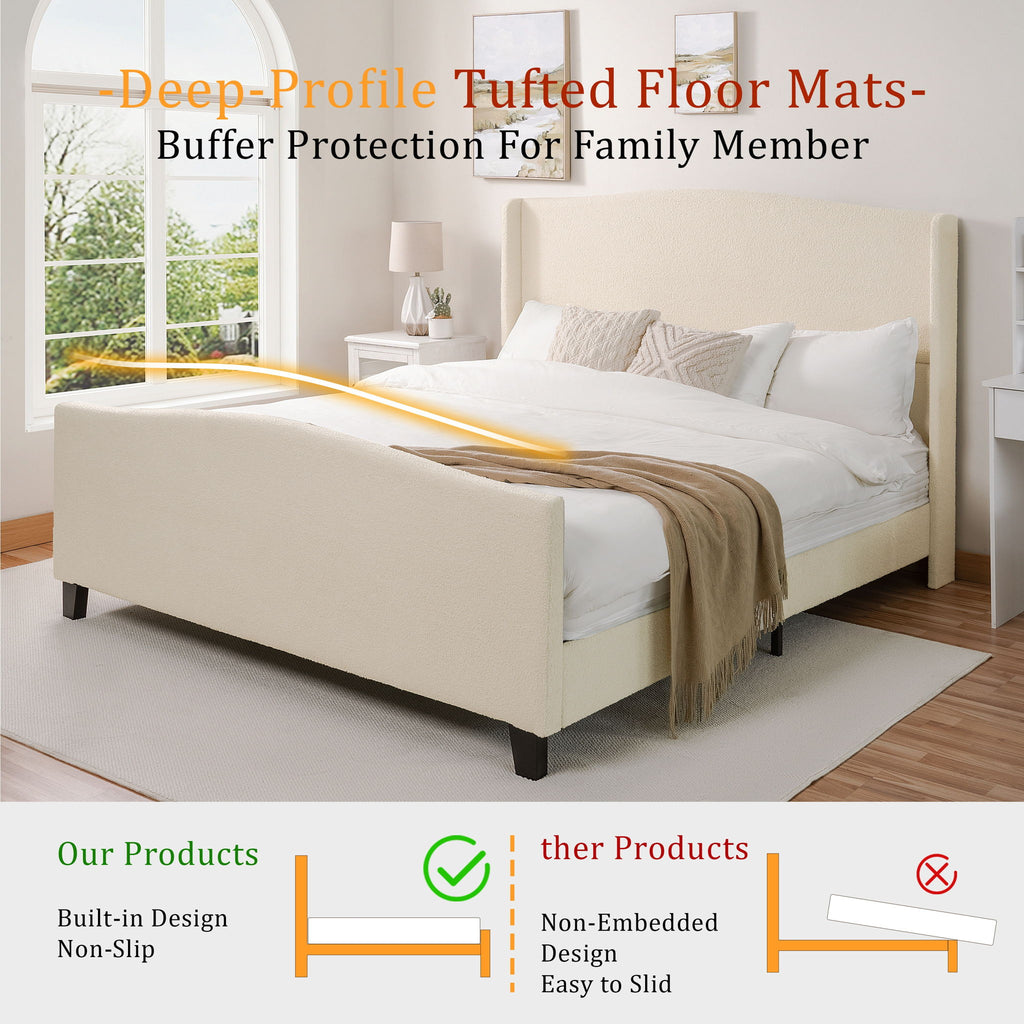 Platform Bed Frame With Tall Headboard And High Footboard