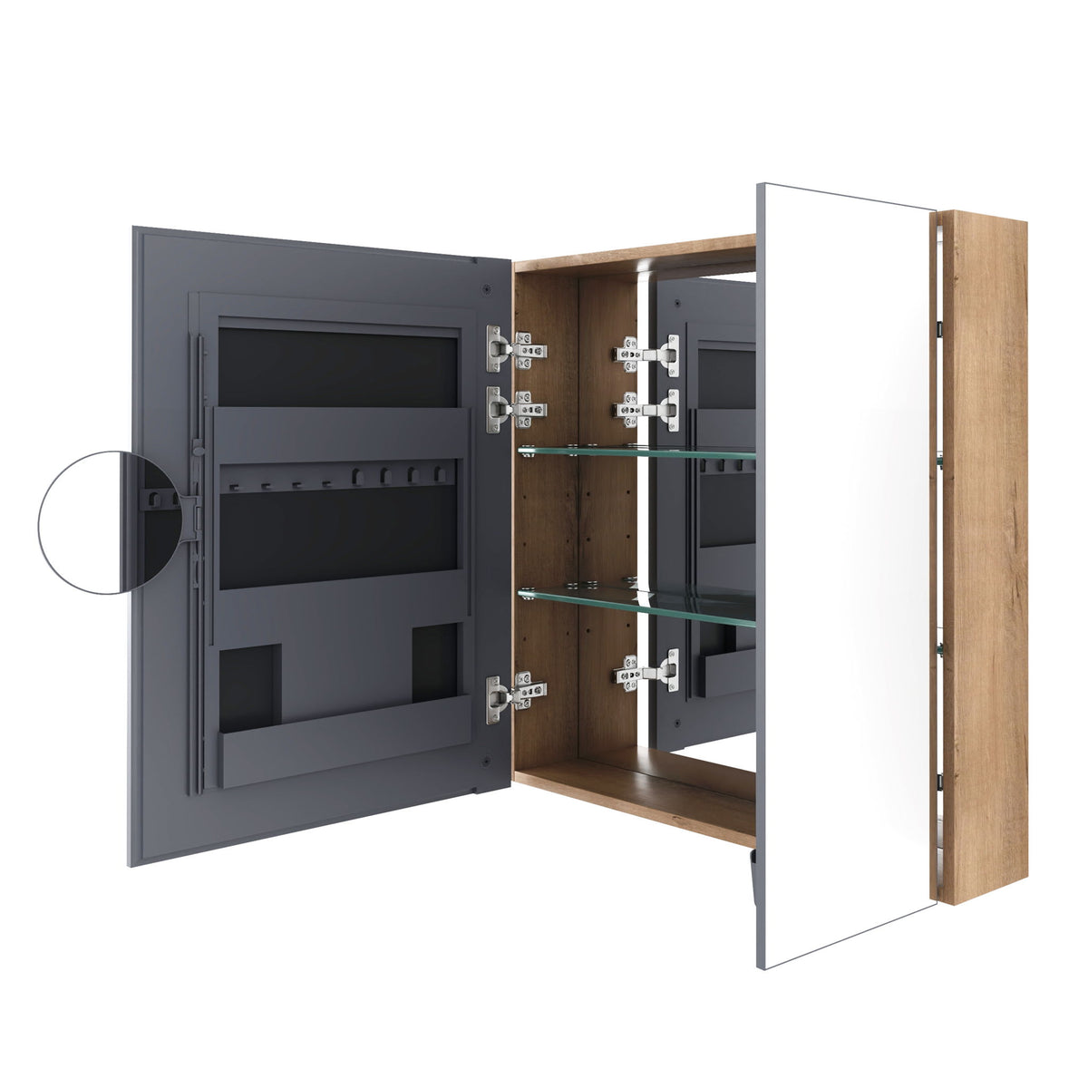 33.56" Wall Mounted Bathroom Cabinet With Adjustable Shelves - Imitative Oak