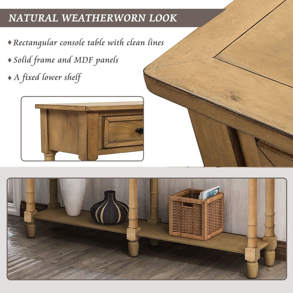Hearth & Haven Daniel - Console Table With 2 Storage Drawers And Bottom Shelf