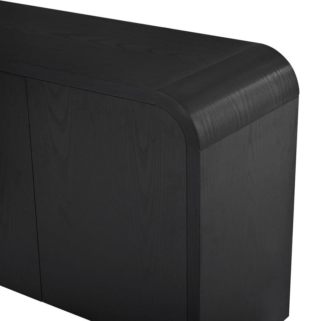 Curved Edge TV Stand With Large Cabinets