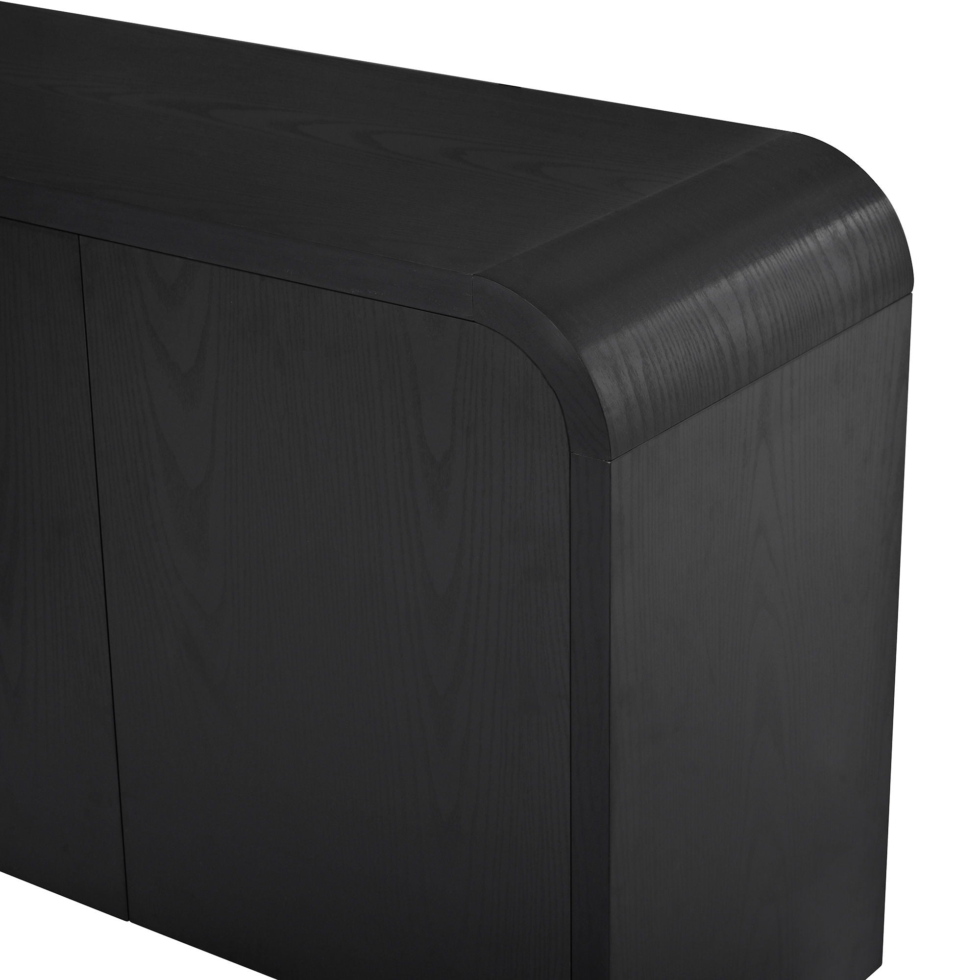 Curved Edge TV Stand With Large Cabinets