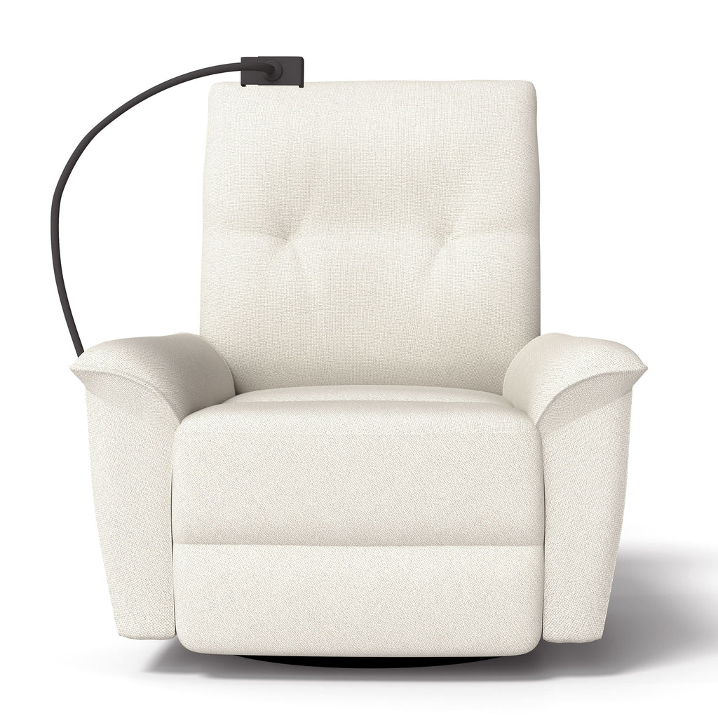 270° Power Swivel Rocker Recliner Chair With Phone Holder, Electric Glider Reclining Sofa With USB Ports For Living Room Bedroom - Beige