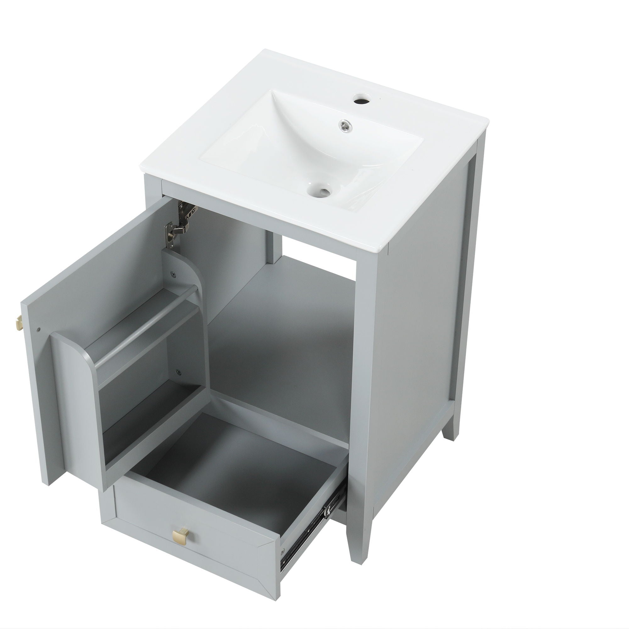 Bathroom Vanity With Sink, Soft Closing Cabinet Door, Storage Rack And Drawer