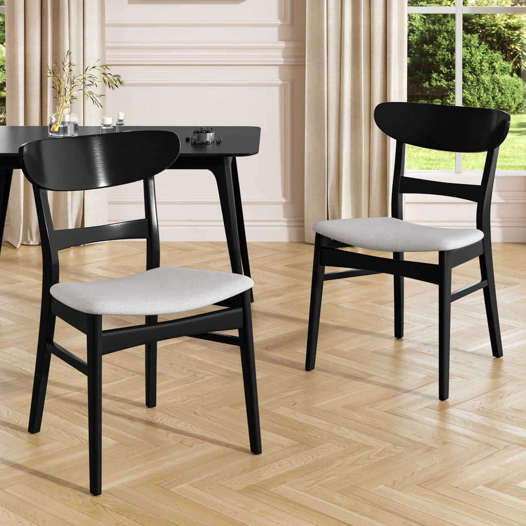 5 Piece Dining Set With 1 Table And 4 Upholstered Chairs - Black / Light Gray