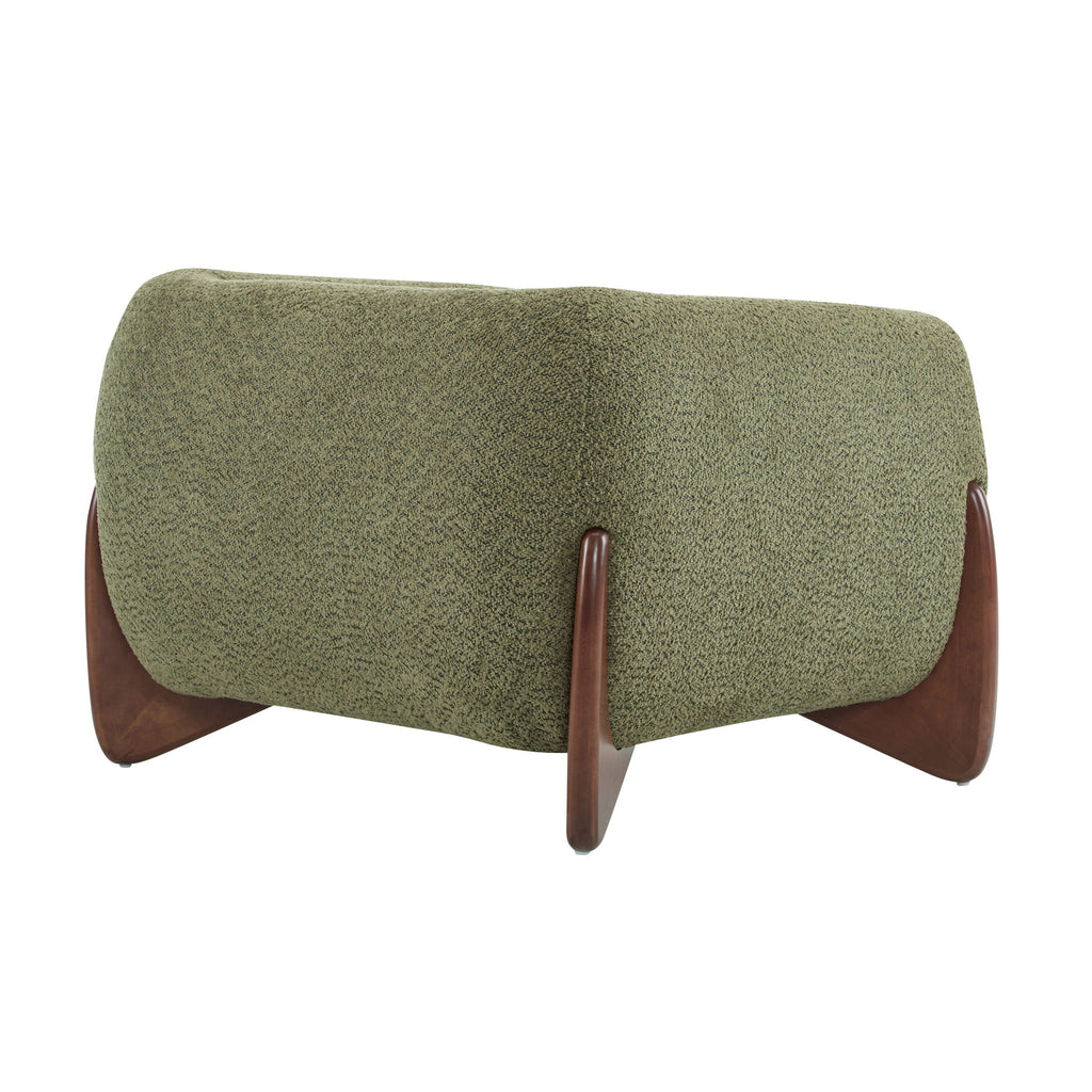 Modern Upholstered Boucle Arm Chair With Tuxedo Design And Triangular Legs