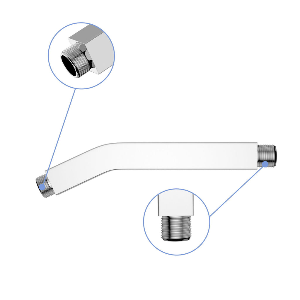 Elegant 6" Shower Arm With Flange, Stainless Steel Construction For Rain Shower Heads - Chrome