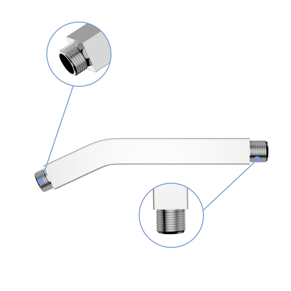 Elegant 6" Shower Arm With Flange, Stainless Steel Construction For Rain Shower Heads - Chrome