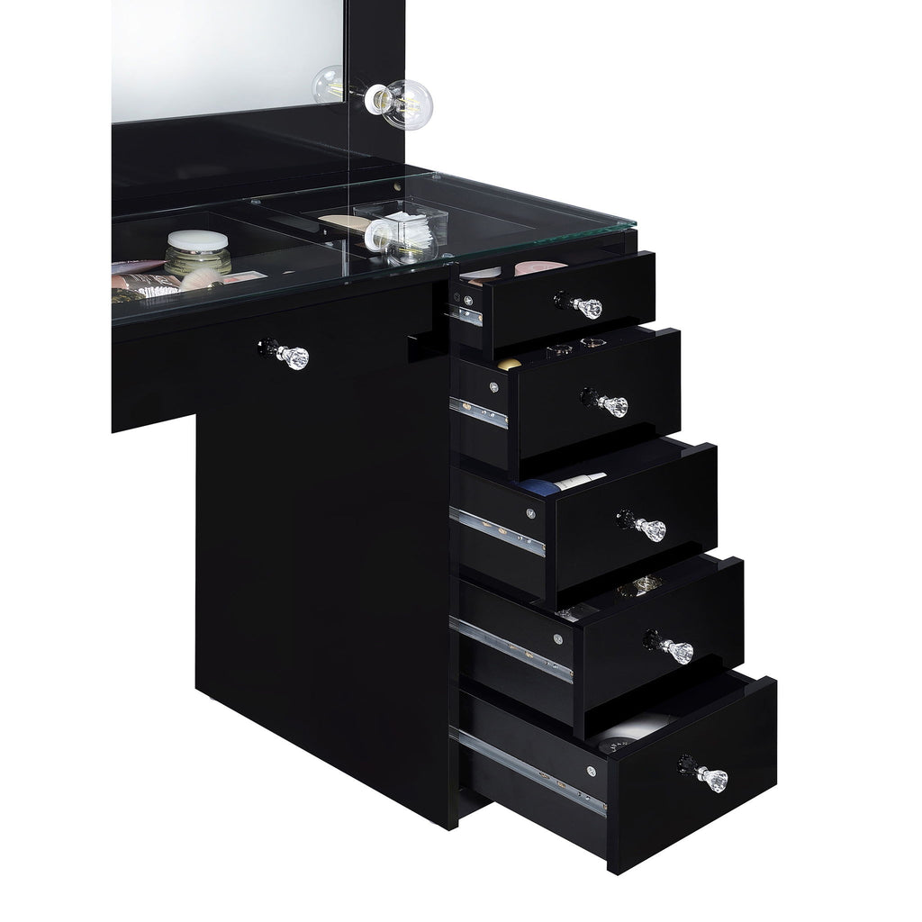 Fern - 7 Drawer Vanity Set With Mirror And Globe Lights