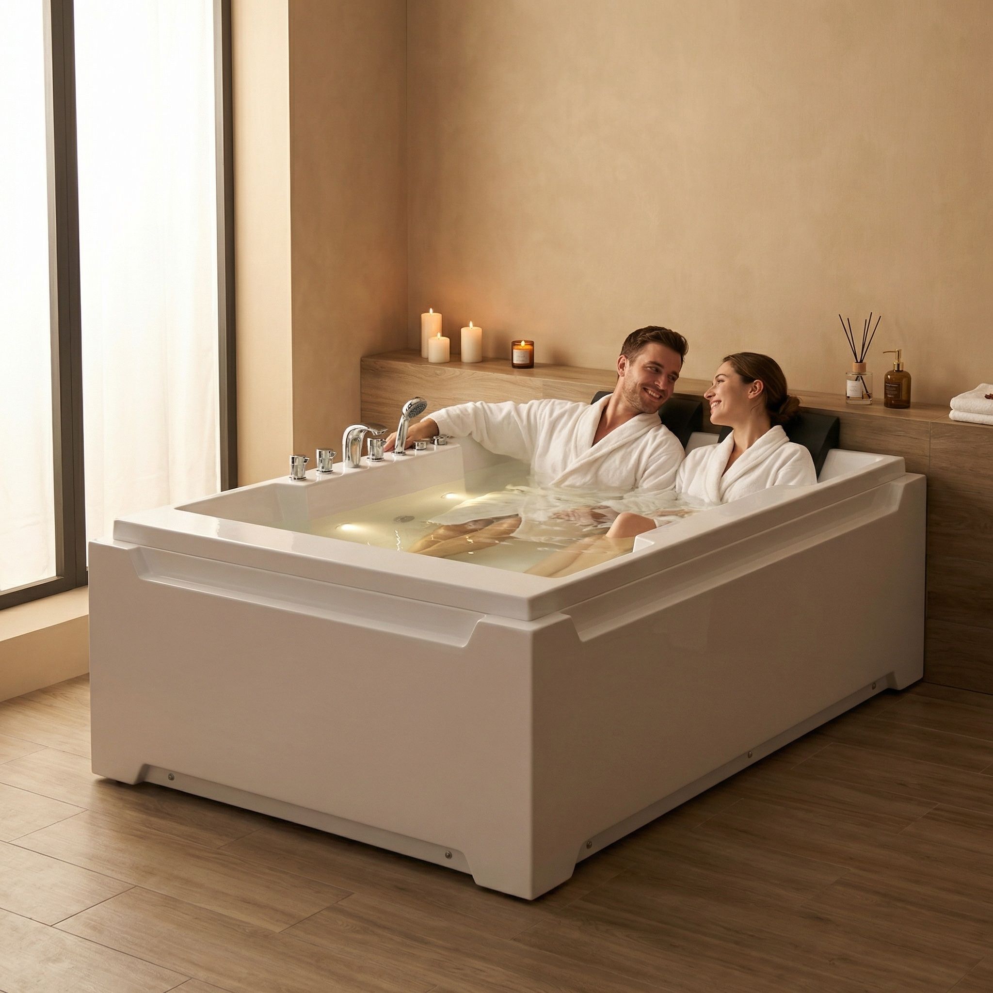 Xavier - Double Massage Bathtub - Milk White