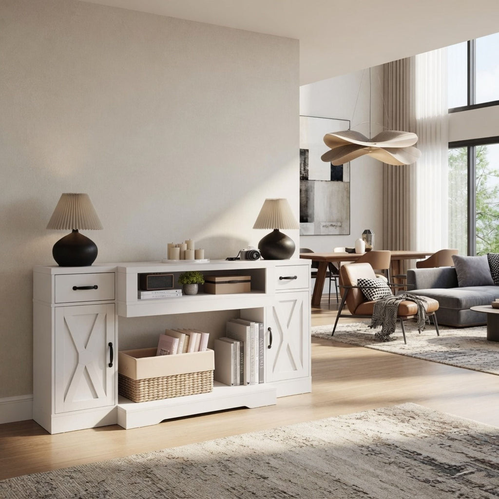 TV Stand With Adjustable Shelves & Double Doors