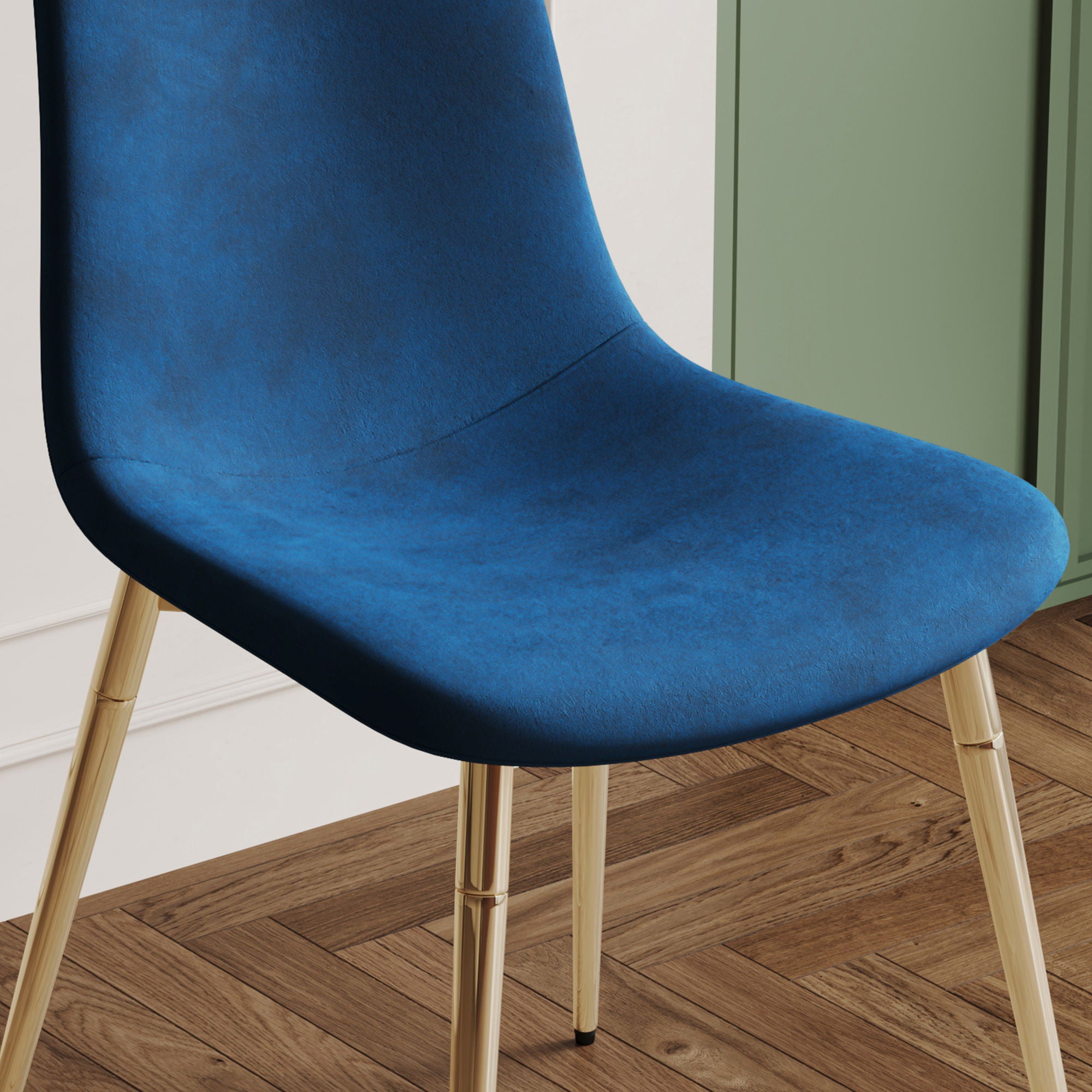 Fabric Dining Chairs, Upholstered Armless Accent Chairs, Classical Appearance And Metal Legs (Set of 4)