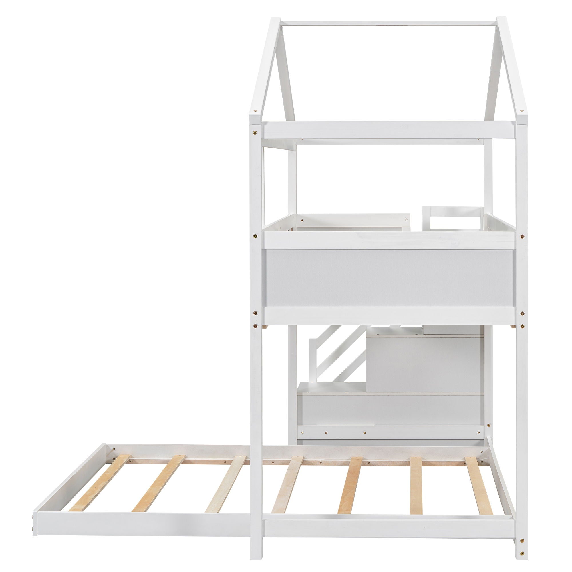 House Style Bunk Bed With Storage Staircase And board