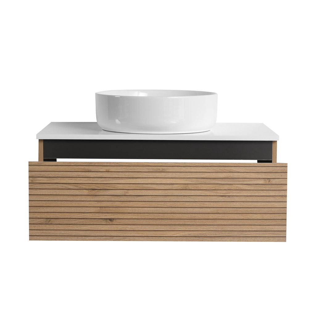 Wall Mounted Bathroom Vanity With Art Sink & 1 Soft Close Drawer