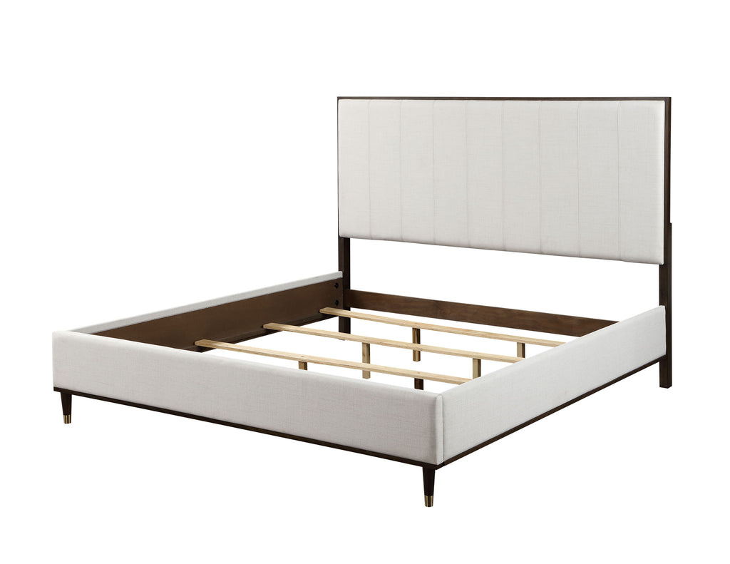 Carena - 5 Piece Bedroom Set (Eastern King Dresser Chest Mirror Nightstand) - Brown / Light Gray / White