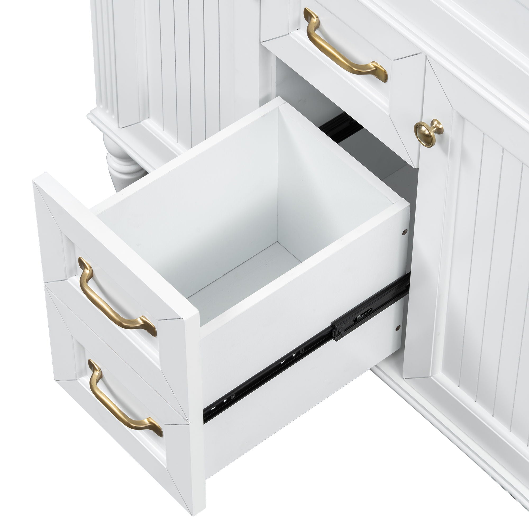 Bathroom Vanity With Sink, Flip-Out Top Drawer, Soft Close Doors, 2 Storage Drawers