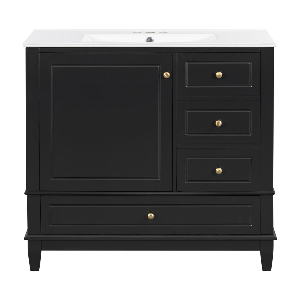 Modern Bathroom Vanity With Sink, 3 Drawers & Cabinet