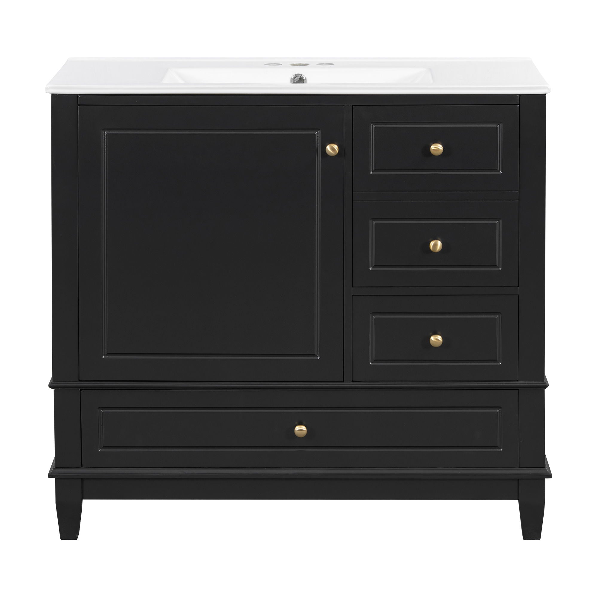 Modern Bathroom Vanity With Sink, 3 Drawers & Cabinet