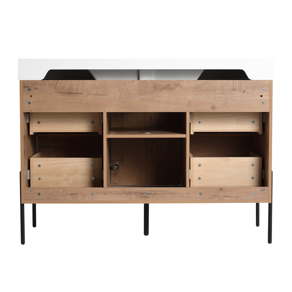 48" Freestanding Bathroom Vanity With Sink, Soft Close Cabinet Doors, 4 Drawers - Imitative Oak