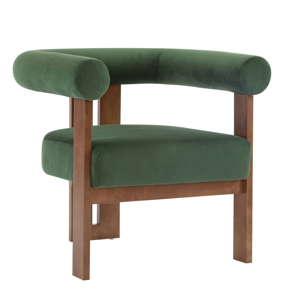 Modern Upholstered Round Arm Accent Chair With Upholstery