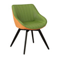 Medieval - Modern Kitchen Dining Chairs (Set of 2) With Black Metal Legs 360° Rotate - Green / Orange
