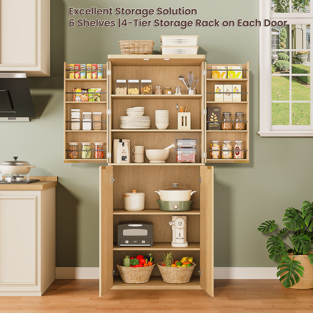 Kitchen Pantry Cabinet With 6 Doors