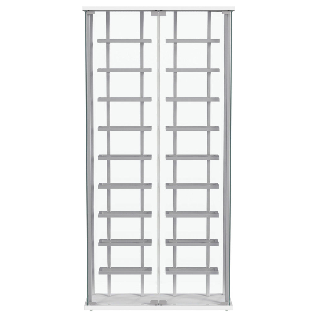 Wine Storage LED Curio Cabinet - Chrome