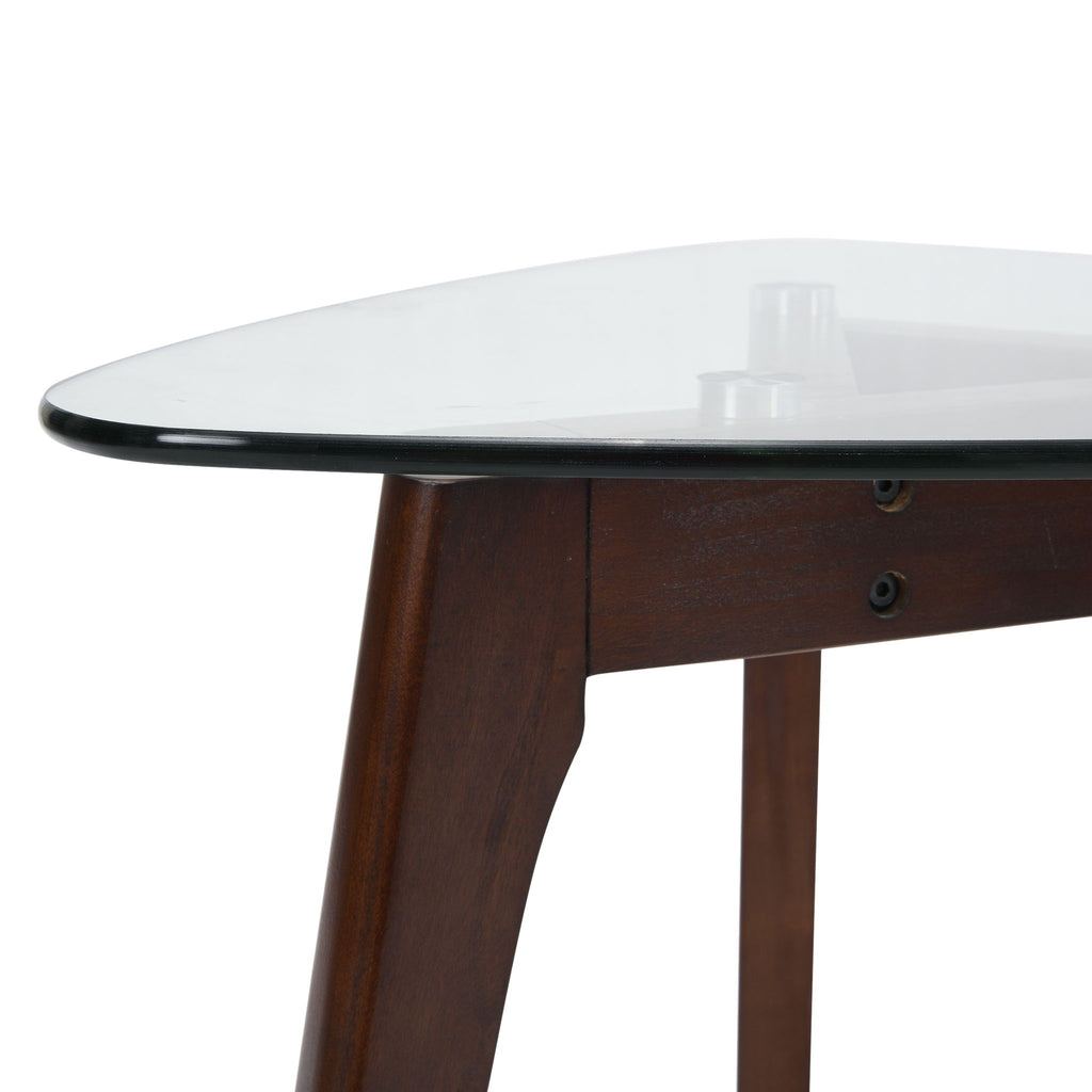 End Table With Glass Top And Solid Wood - Walnut