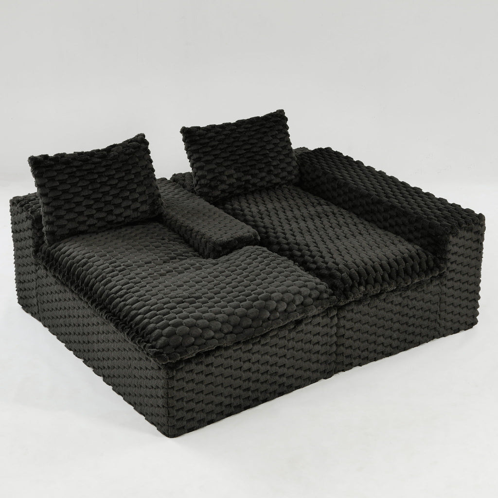 Modular Sofa, Convertible Twin Seat With Chaise Lounge