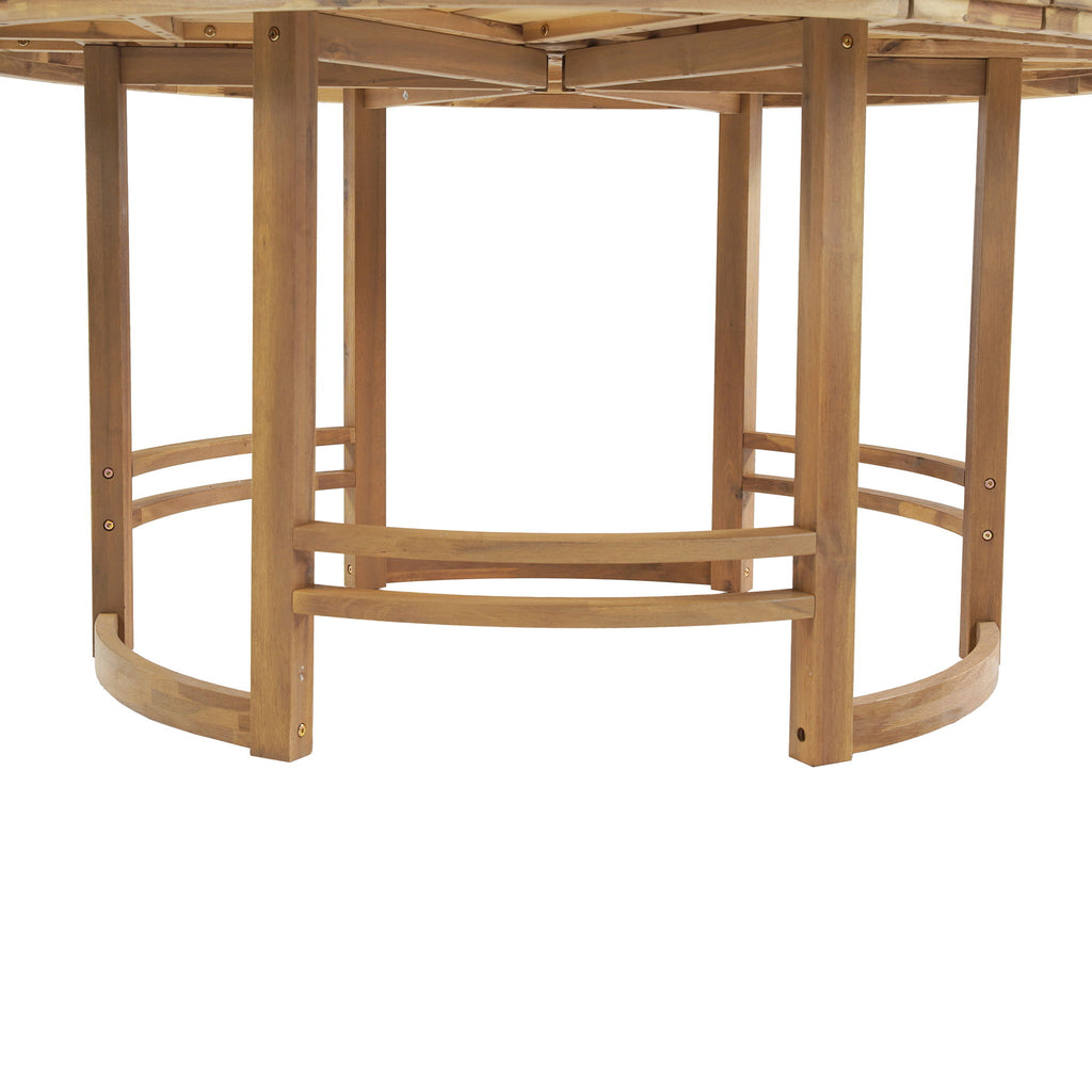 Outdoor Table With Umbrella Hole For Patio - Light Teak