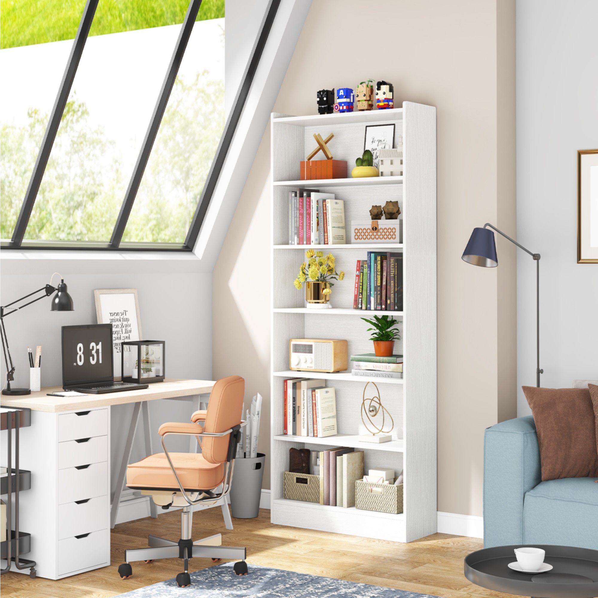 Library Bookshelf With Storage For Living Room