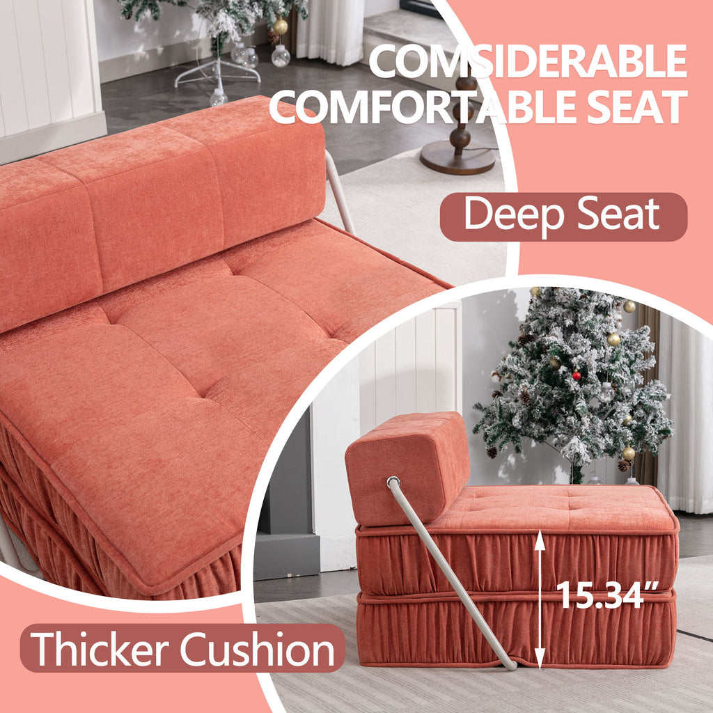 Folding Sofa With Removable Back Cushion, Convertible Futon Sleeper Chair