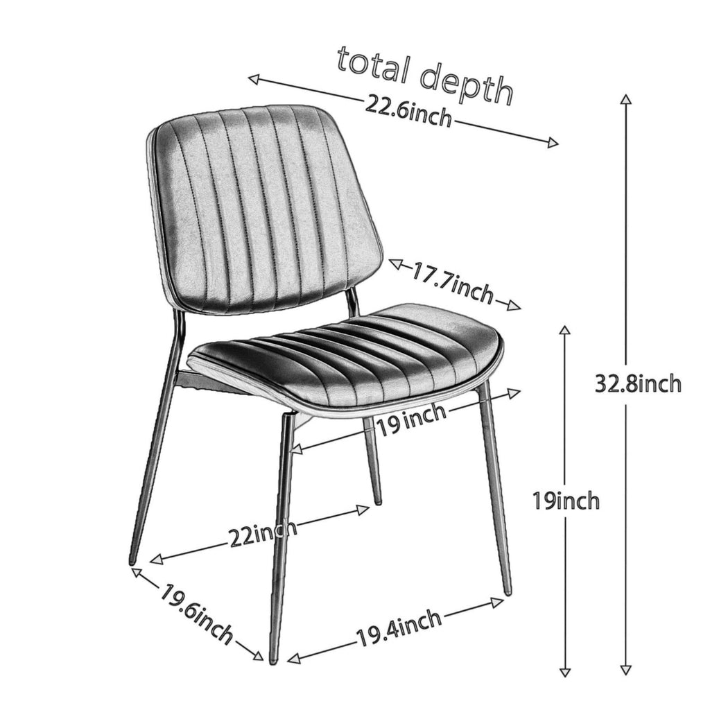Dining Chairs (Set of 2) Mid-Century Modern Retro Chair With Walnut Bentwood Back Upholstered Seat Metal Legs Adjustable Foot For Kitchen Dining Room Chairs