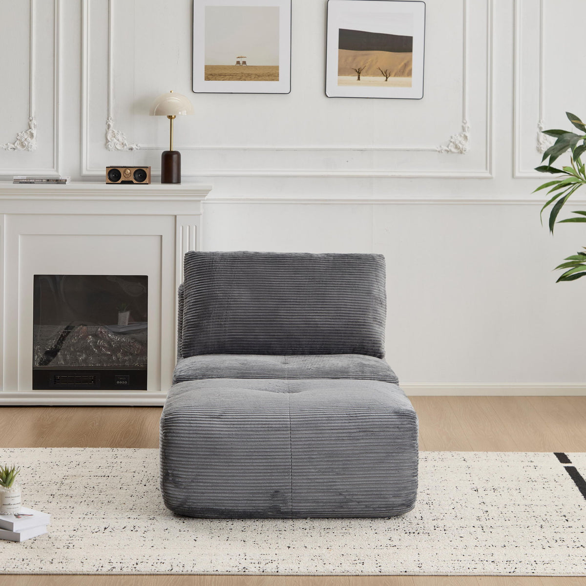 Single Chaise Longue With Movable Ottoman For Living Room