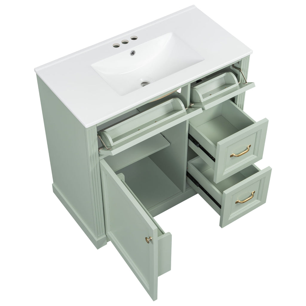 Modern Bathroom Vanity With Sink, 4 Drawers, Soft-Close Door, Adjustable Shelf