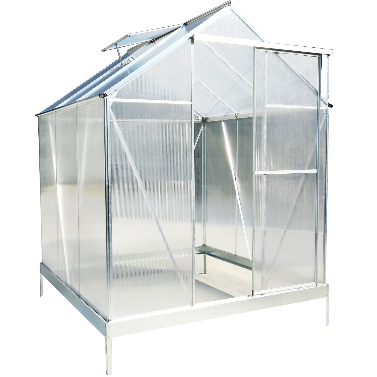 Polycarbonate house, Heavy Duty Outdoor Aluminum Walk-In House Kit With Rain Gutter, Vent And Door For Backyard Garden