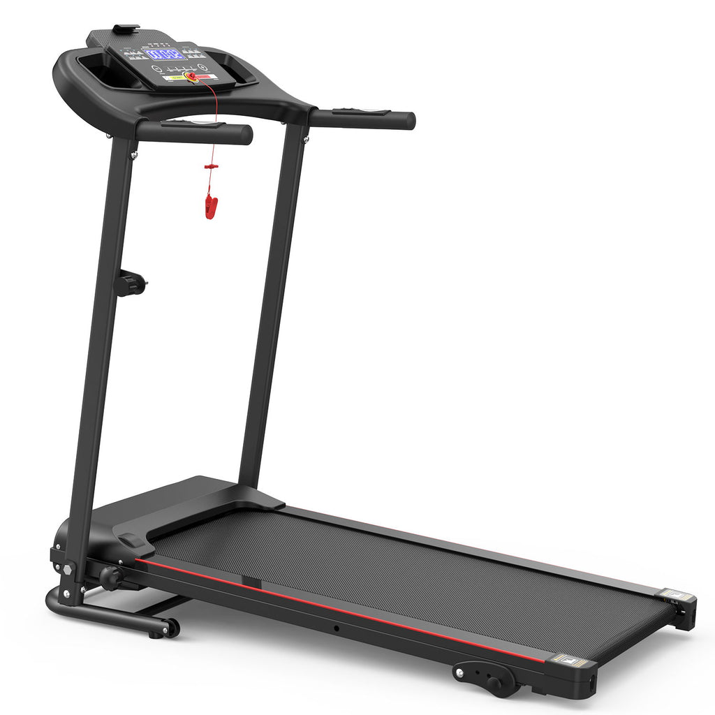 Foldable Electric Treadmill With 2.5Hp Motor, 12Km / H Speed, 3 Incline Levelstooth Music, Heart Rate Sensor, Spacious Running Belt For Indoor - Black