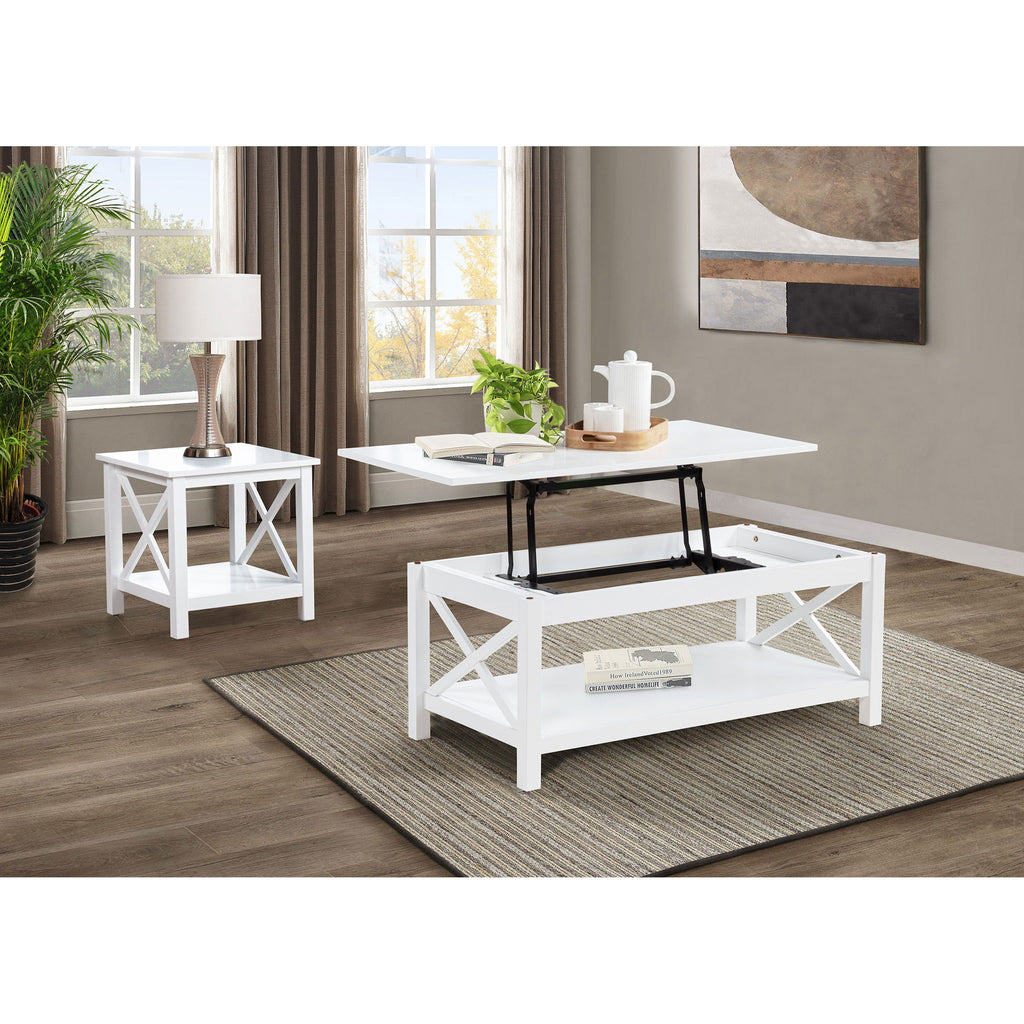 Slater - End Table With X Frame Trim - White